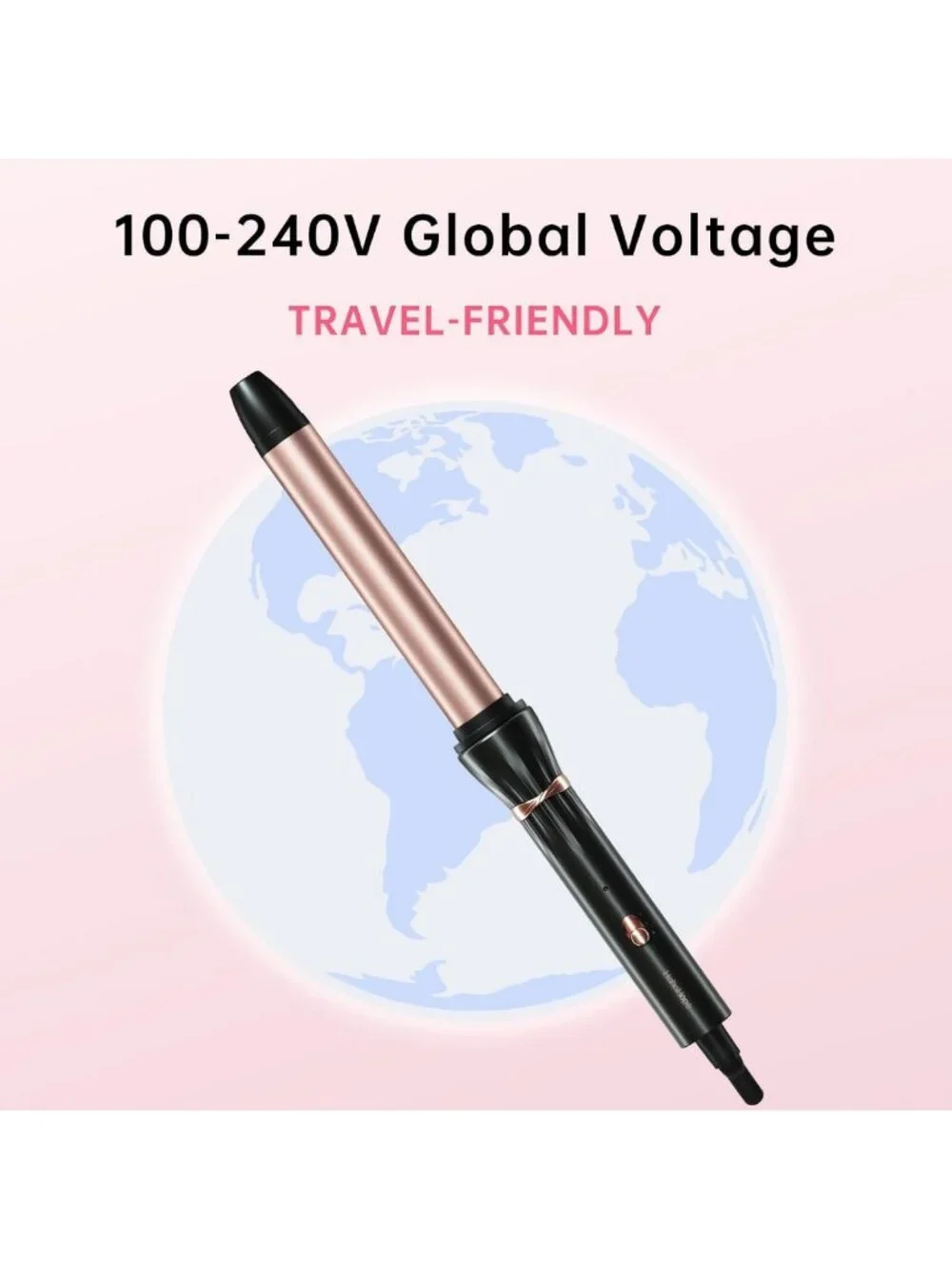 1-Inch Ceramic Curling Wand for Loose Waves, Long Barrel, Dual Voltage, 2 Heat